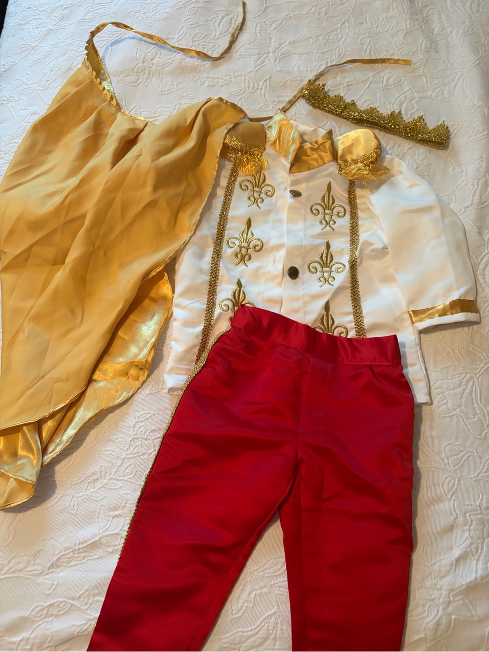 Royal Prince Charming Costume Set toddler size 2 Halloween- Gold, White & Red